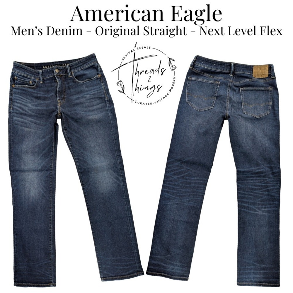 American Eagle Jeans‎ Mens 32 Dark Denim Original Straight Ne(x)t Level Airflex